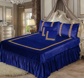Emboss Velvet Bedsheet Set -  Blue